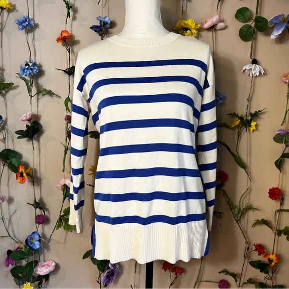 Blue and White Stripe Sweater, XS - Picture 2 of 5